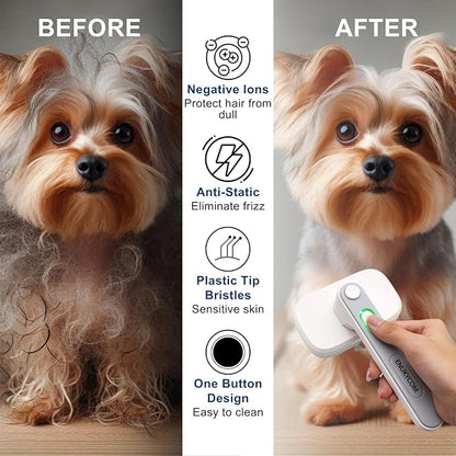 2025 Self-Cleaning Pet Grooming Brush with Negative Ion Technology  Slicker Brush for Cats & Dogs, Reduces Shedding, Gentle on Skin, Easy Release Button for Long & Short Hair