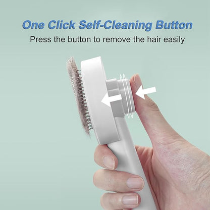 Cat Brush for Shedding,Pet Grooming Self Cleaning Slicker Brush,Removes Mats,Tangles and Loose Hair,Shedding Brush for Short or Long Haired Cats Dogs (White)