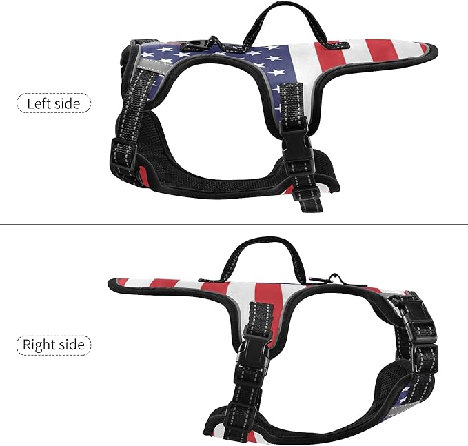 DogCat Harness,Adjustable Soft Padded Pet Dog VestReflective NoChoke Pet Harness Easy Control Front Clip for Small, Medium, Large DogCat American Flag, S, g72466164p610c650s1334