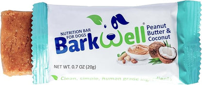 Peanut Butter Nutrition Bars for Dogs, 0.7 Ounce, 16-Pack (Coconut) Dog Treat, 100% Natural Dog Peanut Butter, Stuff Toy, Snuffle mat, Semi-Moist Dog Snack, Made in The USA