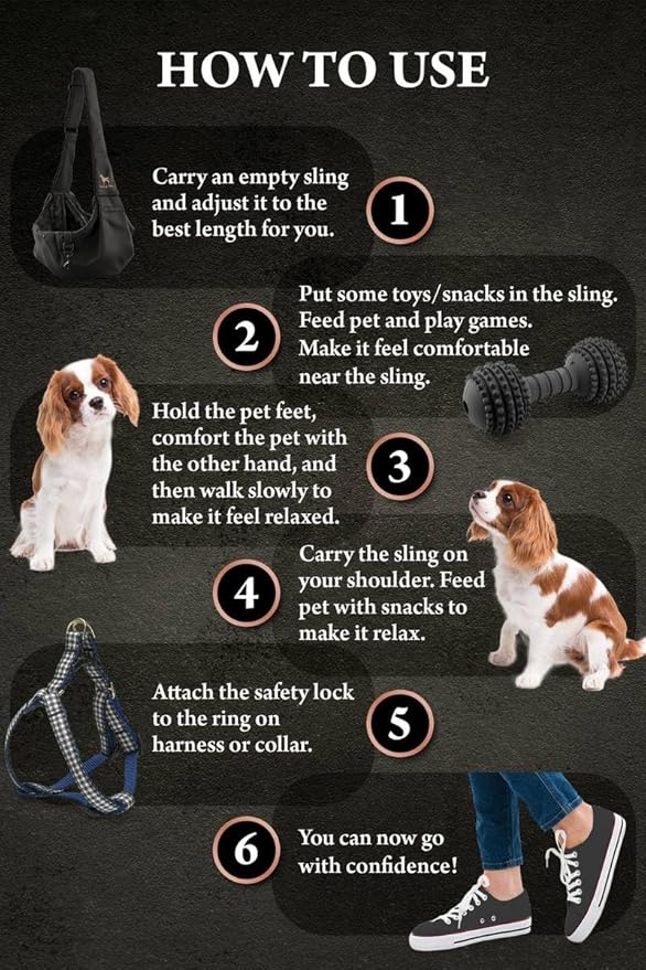 Noah & Paw Dog Sling Carrier for Small Dogs 5-18lb, Dog Sling for Small Dogs and Cats, Dog Carrier with Adjustable Padded Strap, Premium Twill, Lined with Fur, Double Safety Feature, Machine Washable