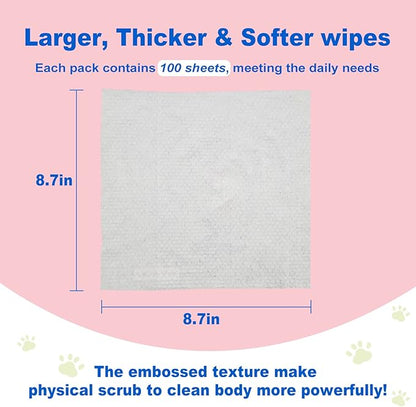 DR.EASY Super Caring Pet Wipes 100ct for Dogs and Cats, Cleans Ears, Face, Butt, Body and Eye Area  Convenient, Ideal for Home or Travel