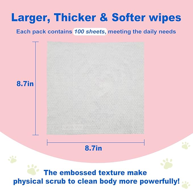 DR.EASY Super Caring Pet Wipes 100ct for Dogs and Cats, Cleans Ears, Face, Butt, Body and Eye Area  Convenient, Ideal for Home or Travel