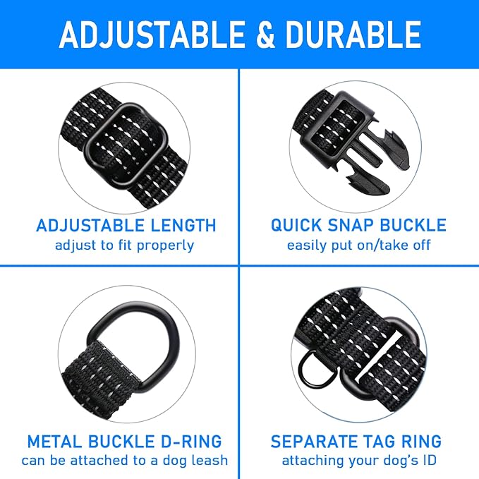 Martingale Collar for Training Dogs. Adjustable Reflective Dog Collars with Buckle- NO Pull-Prevents Slipping Out, for Medium Large XL Dogs. Helps with Strong pullers(M, Black)