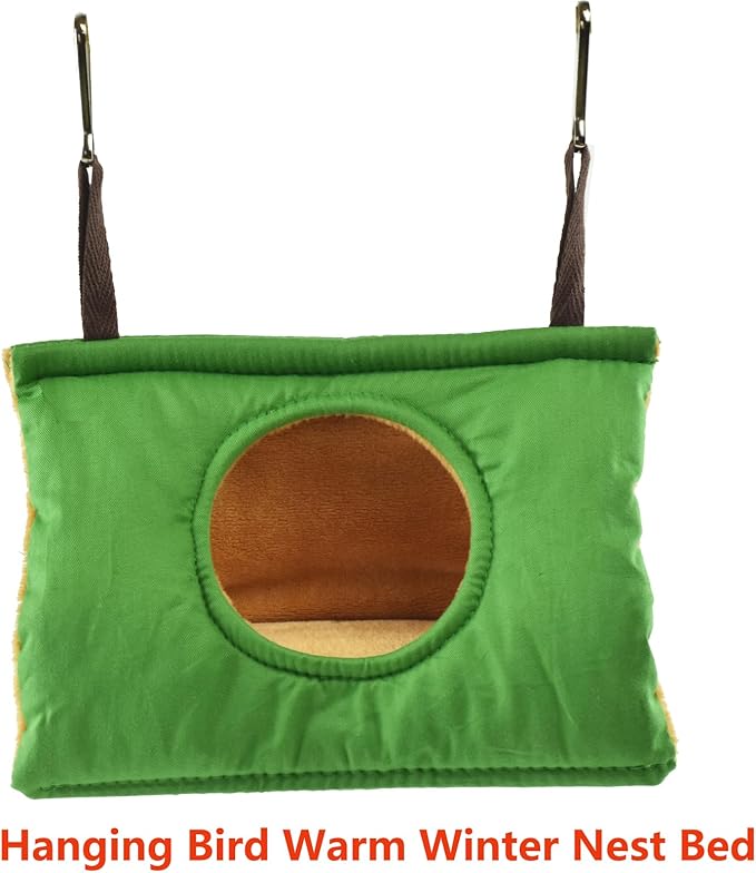 Winter Warm Bird Nest House Parakeet Hanging Hammock Bed Cockatiel Parrot Cage House Tent Plush Snuggle Hut Budgies Sleeping Hideaway with Pad Lovebirds Conures Quaker Rats