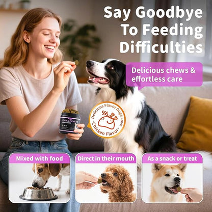 Dog Allergy Relief Chews, Itch Relief for Dogs – Turmeric & Omega-3 Supplements for Skin Comfort, Coat Health & Seasonal Support, Immune Care with Biotin & Quercetin – Chicken Flavor, 90 Count