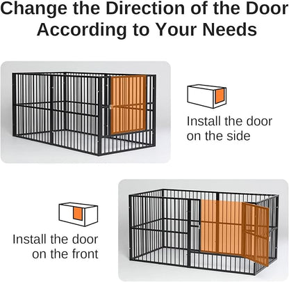 Dog Playpen - 32" Height Dog Pen, Heavy Duty Puppy Pen with Door, Safe & Sturdy, Easy Assemble for Indoor/Outdoor Pet Playpen (Door Panel, Black)