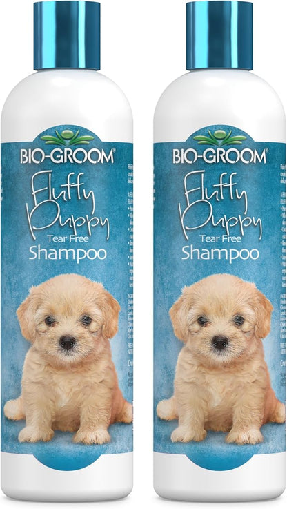 Bio-Groom Fluffy Puppy Tear-Free Shampoo - Dog Bathing Supplies, Puppy Shampoo, Cat & Dog Grooming Supplies for Sensitive Skin, Cruelty-Free, Made in USA, Tearless Products - 12 fl oz 2-Pack