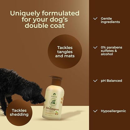 Natural Anti-Shedding & Coat-Softening Pet Shampoo, Gentle Anti Shedding Shampoo for Dogs & Cats, Reduces Shedding, Softens Fur - 8.45 Fl Oz Dog Shampoo for Shedding - Deshedding Dog Shampoo