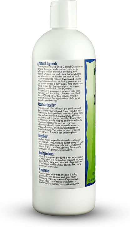earthbath, Green Tea & Awapuhi Shed Control Dog Conditioner - Cruelty Free Dog Shampoo, Helps Relieve Shedding & Dander, Gentle Dog Wash, Made in USA, Dog Bathing Supplies - 16 Oz (1 Pack)
