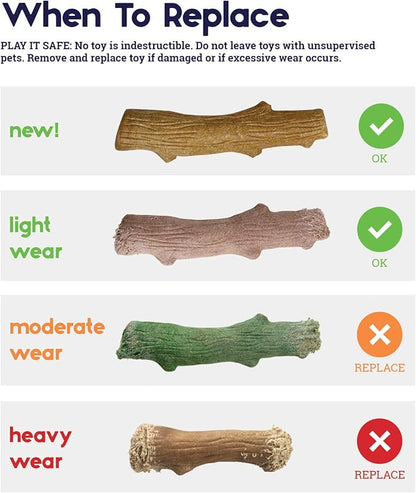 Petstages Dogwood Puppy Durable Dog Chew Toys, Real Wood & Teething Bone, 2-Pack, Small