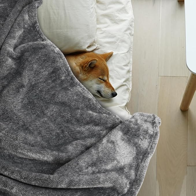 Onarway Dog Blanket Washable for Puppy: 4 Packs Dog Blankets 28_20 - Fluffy Soft Small Throw for Cat Puppy Kitten Dogs - Fleece Pet Blankets for Bed Sofa Car and Indoor - Grey and Khaki