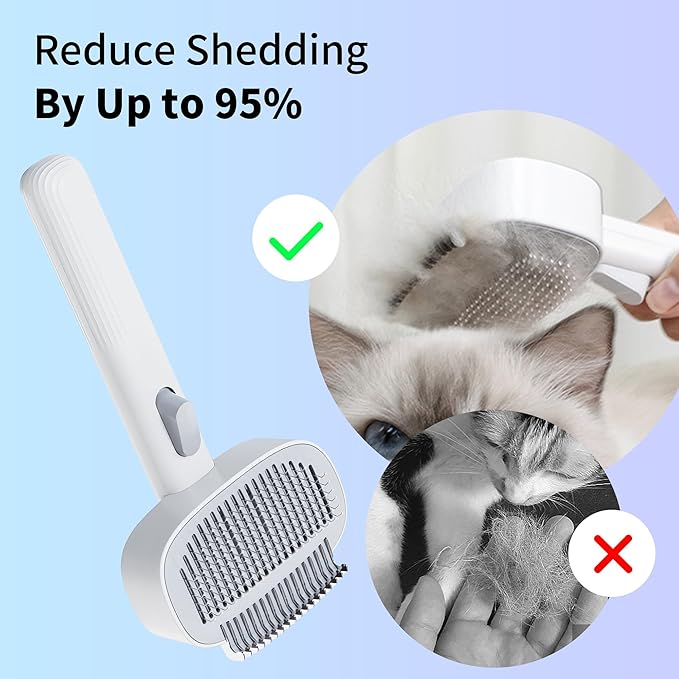 2-in-1 Dogs Self Cleaning Slicker Brush, Cat Undercoat Rake,Shedding Grooming Tool Planet Hair Removal Comb for Long Short Hair Breeds