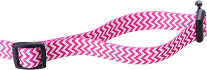 Mile High Life Dog Collar | Cute Puppy Collars | Lightweight Girl Dog Collar | Soft Boy Dog Collars | w Geometric Ocean Wavy Pattern (Pink, Large)