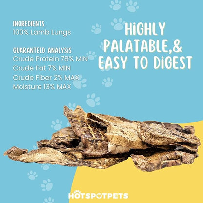 Dehydrated Lamb Lung Dog Treats - 2 Pound Big Bag, All-Natural, Made in USA - High Protein, Low Fat - Slow Roasted Oven Baked A Healthy Rawhide Alternative for All Dogs