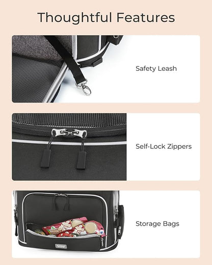 Expandable Pet Carrier: NOBLE DUCK Soft-Sided Cat Dog Carrier Airline Approved Small Medium Large Cats Dogs Portable Travel Carrier Up to 25 Lbs Black