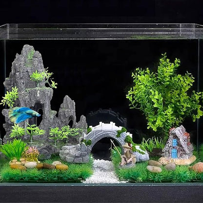 Aquarium Decoration Extra Large and Tall for Fish Tank Rock Thematic Ornaments Aquarium Mountain View Stone Ornaments Aquarium Decor Tree House Cave Fish Tank Decoration - Extra Large