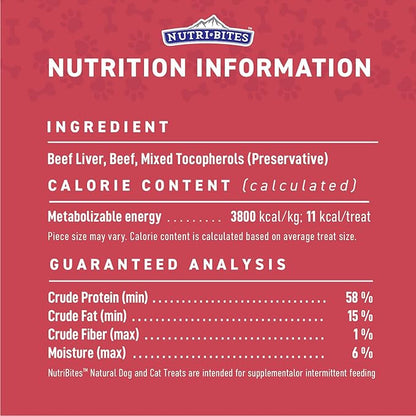 NutriBites Freeze Dried Beef Recipe Dog & Cat Treats, 4oz | Healthy Pet Training Treats or Food Topper | All Natural, Single Ingredient, High Protein | Great for Puppy, Small, Medium, or Large Breeds