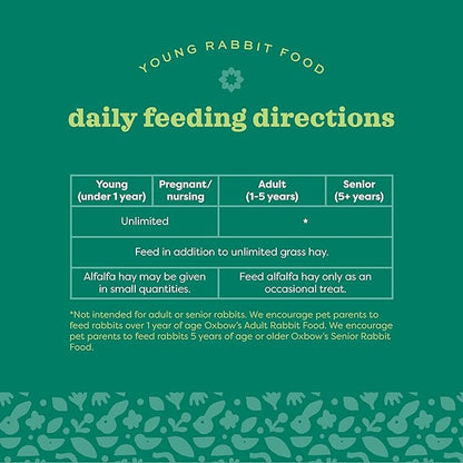 Oxbow Essentials Rabbit Food, Young Rabbit, Made with Oxbow Alfalfa Hay, Pet Food Pellets with Vitamins & Minerals, Small Animal Pet Products, Bunny Supplies, Made in USA, High Fiber, 5 lb. bag