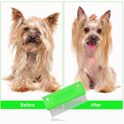 5 Pieces Pet Grooming Comb, Pet Hair Comb Rubber Handle Dog Hair Comb, Dog Eye Combs Pet Grooming Comb Flea Comb for Dog/Cat/Small Pets Removing Eye Mucus, Removes Knots, Mats and Tangles