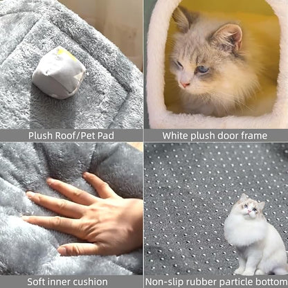 Dog House Indoor, Foldable Soft Kennel Bed Warm Cat Nest Puppy Cave with Cushion for Small Medium Large Dogs Cats (L-Within 30 lbs)