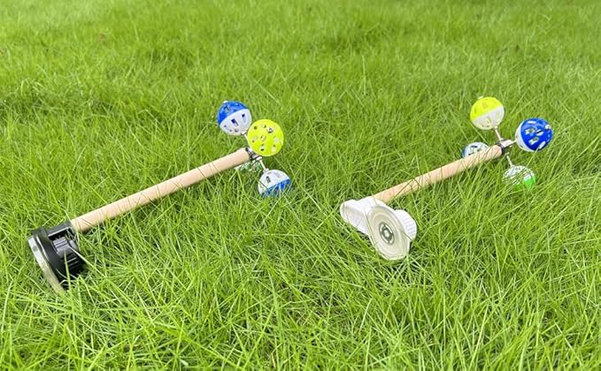 Window Suction Cup Bird Perch Toy for Parakeet, Movable Parrot Stand with Rotating Balls Bells for Window Mirror Glass Mount, Spinning Perch Toy (White, Suction Cup)