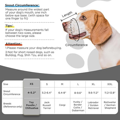 Dog Muzzle,Soft Mesh Muzzle for Small Medium Large Dogs to Prevent Biting,Pets Muzzle for Chihuahua Poodle Husky Labrador Retriever, Breathable Drinkable Adjustable for Chewing Grooming(XS)