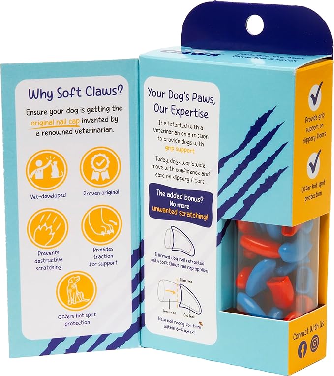 Soft Claws Canine 40-Pack Summer Colors Dog Nail Caps Kit, X-Large, Red and Blue