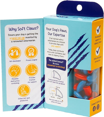 Soft Claws Canine Summer Colors Dog Nail Caps Kit, XX-Large, 40-Pack, Red and Blue