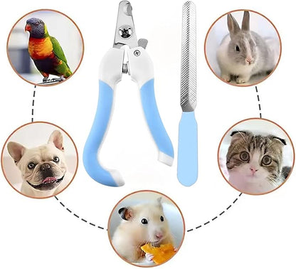 Zoocozy Pet Nail Clippers and File Set - Professional Dog &Cat Nail Trimmer with Safety Guard, for Small Pets Puppies, Kittens, Rabbits with Nail File for Daily Grooming (Blue)