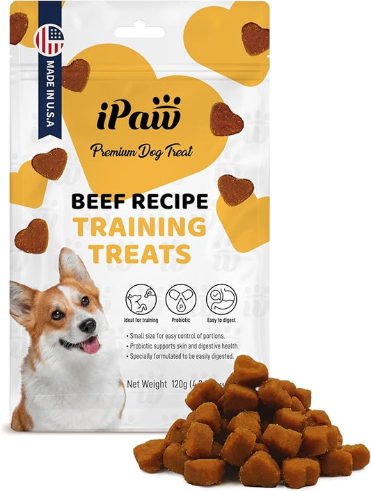 Dog Treats for Puppy Training, All Natural Human Grade Soft Dog Treat with Probiotics, Hypoallergenic, Easy to Digest (Beef)