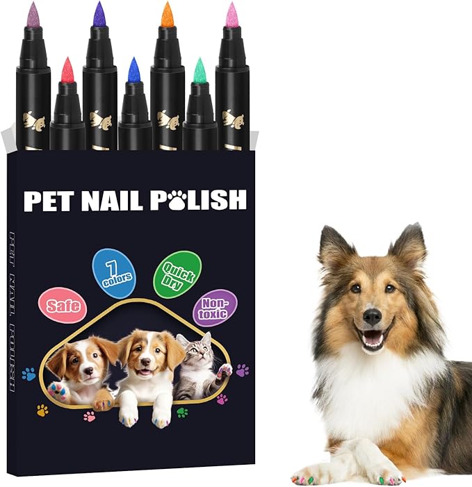 7 Colors Dog Nail Polish Pens Quick Dry,Dog Safe Nail Polish,Easy to Apply,Nail Polish Pens for Dogs Non Toxic,Dog Safe Paint for Paws,DIY Dogs Puppy Nails
