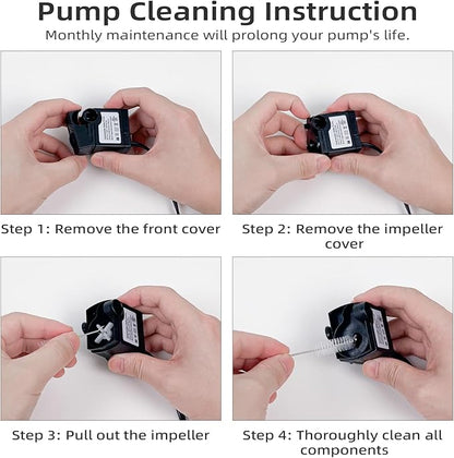 80GPH Mini Submersible Pump(300L/H, 4W), Small Fountain Pump with 4.9 ft Tubing for Aquariums, Fish Tank, Tabletop Fountain, Pet Fountain, Indoor or Outdoor Pond Fountain