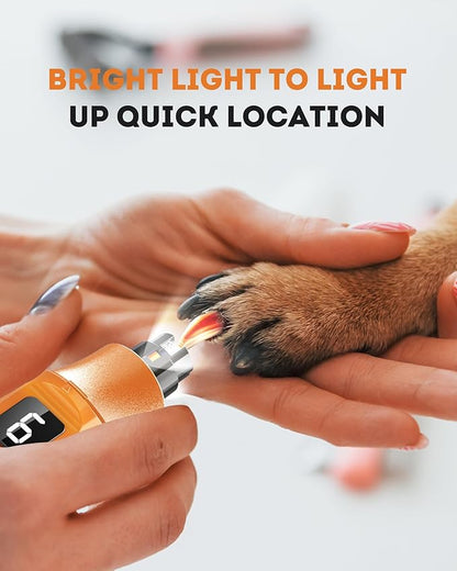 YABIFE 7-Speed Dog Nail Trimmers, Professional Dog Nail Grinder with Light - Heavy Duty Pet Nail Grinder for Dogs/Cats/Birds/Small Animals - Whisper Quiet, Single Hand Operation