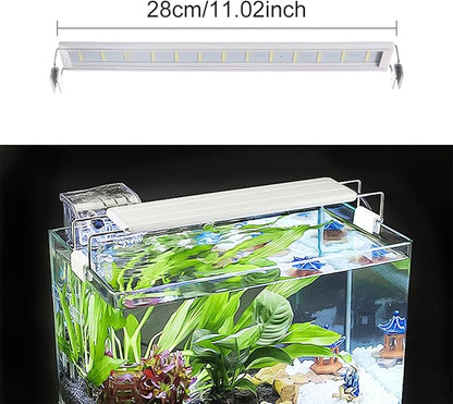 LED Aquarium Light, Full Spectrum Fish Tank Lighting, Ultra-Thin 1cm Design, 6-Row Blue & White LEDs, No Flicker, High Efficiency Cooling for 11.02-14.02in Fish Tanks (11.02inch)