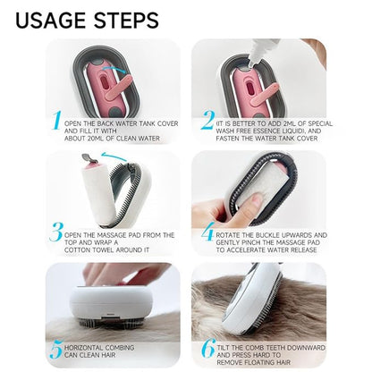 Cat Cleaning Brush,Pet Grooming Cleaning Brush,Self Cleaning Slicker Brushes for Shedding and Removes Loose Undercoat,Pet Hair Removal Comb with Water Tank,Wet Cat Brush