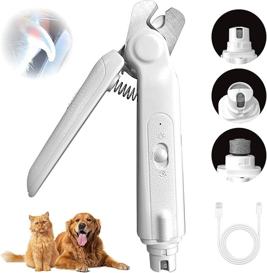 Dog Nail Clippers & Grinder 2 in 1,Electric Pet Nail Trimmer with 2 LED Light,Quiet Sharp Electric Nail Grinder Rechargeable for Large,Medium,Small Dogs & Cats