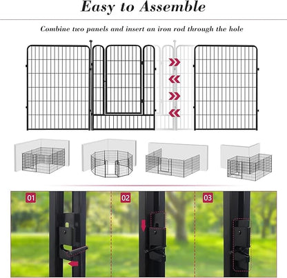 Dog Playpen Outdoor 40 inch 12 Panels Indoor Dog Pen for Large/Medium/Small Dogs Rustproof Metal Dog Fence Outdoor for Yard, Puppy Playpen with Door Portable Pet Fence for RV Camping Yard