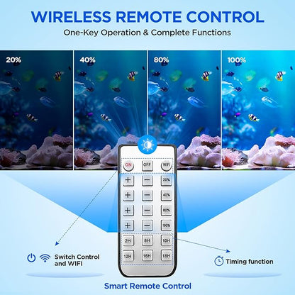 Full Spectrum Aquarium Light, Adjustable Saltwater Fish Tank Light for Reef, Coral, Nano Aquarium Tank Supports 4 Channels WiFi and Remote Controller (Reef s-120)
