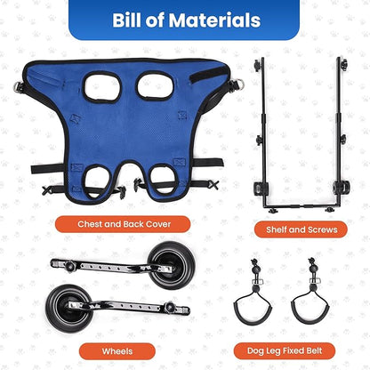 Dog Wheelchair for Back Legs, Dog Wheelchair for Small Dog, Adjustable Pets Cart with Wheels, Doggy Wheelchairs for Disabled Hind Legs, Dog Leg Brace and Hip Support, Small