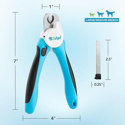 BOSHEL LED Large Dog Nail Clippers, Dog Nail Trimmers for Large Breed with Quick Sensor, Dogs Trimmer with Light & Safety Guard, Sharp Pet Nails Clipper, Pet Claw Clippers, Pets Toenail Cutter & File