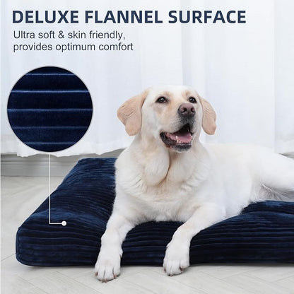 Dog Crate Bed Washable Dog Beds for Extra Large Dogs Deluxe Thick Flannel Fluffy Comfy Kennel Pad Anti-Slip & Anti-Scratch Pet Sleeping Mat, 41 x 27 Inch, Blue