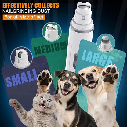 Dog Nail Grinder Quiet - Professional 2-Speed Electric Pet Nail Trimmer with Guard, Rechargeable & Painless Claw Grinder for Small Medium Large Dogs & Cats, Low Noise & Vibration
