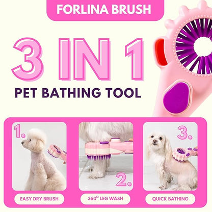 Forlina Brand Dog Shower Attachment | Multi-Functional | One-Handed Operation | Dog Bath Supplies | Shampoo Brush With Low Joint Stress | Easy To Install | Small