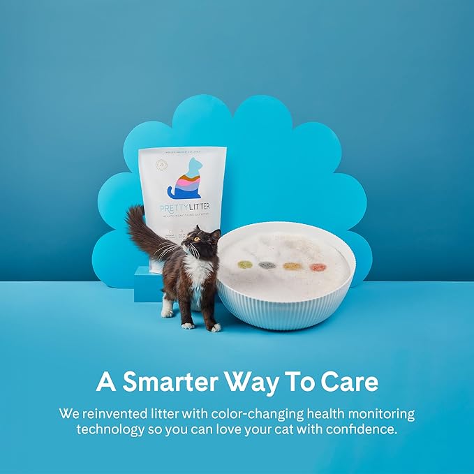 PrettyLitter Health Monitoring Cat Litter (Lotus Flower, Non Clumping) | Lightweight & Low Tracking, Color Changing Silica Gel Crystals, Advanced Odor Control — 6 Lbs, Pack of 2 (Two Month Supply)