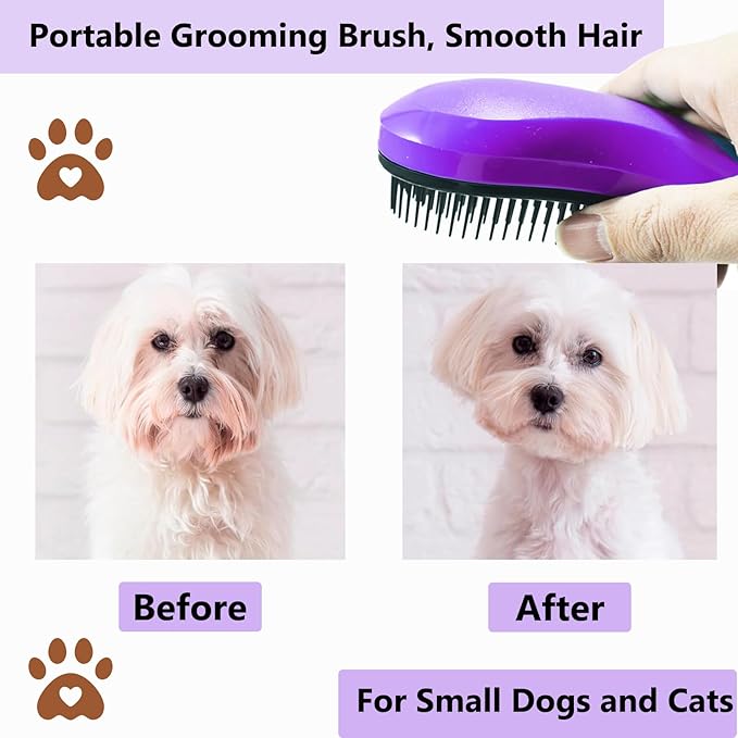 Puppy Brush, Soft Dog Brush for Grooming, Puppy Hair Remover Brush Comb, Grooming Tool for Poodles,Teddy, Yorkies, Maltese, Shih Tzu, Chihuahua, Light Purple