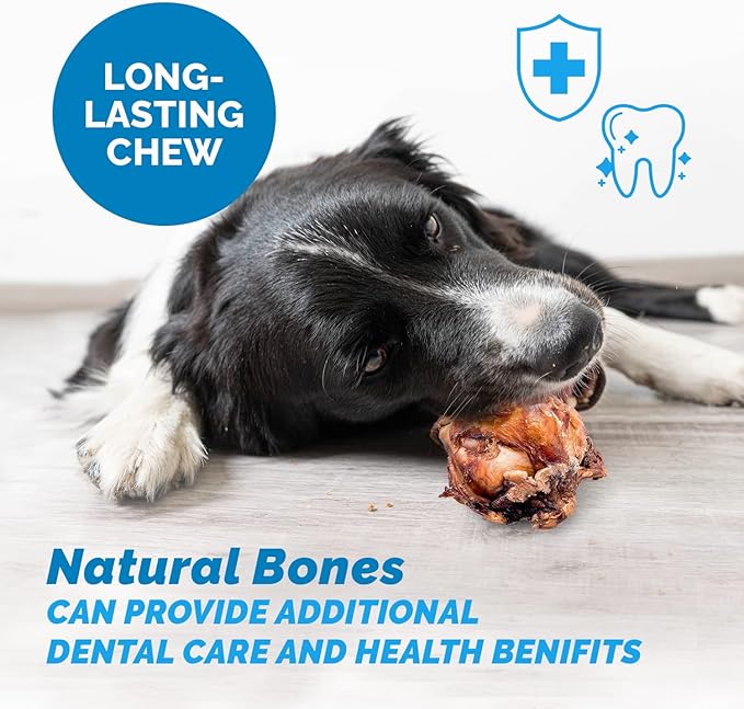 Meaty Dog Bones, 100% Natural Knee Cap Beef Bone Dog Treats, No Additives, Made from Premium USA Grass Fed Beef, Tasty Long Lasting Chews for Dogs, Improve Oral Health, Pack of 3