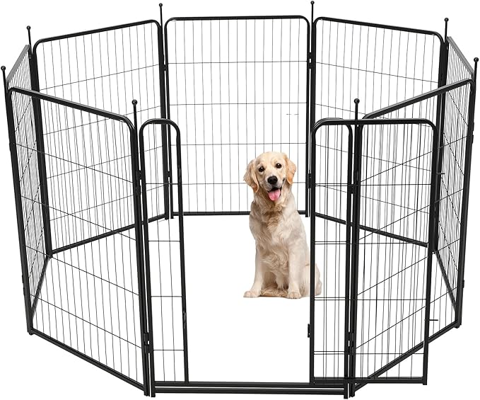 Dog Playpen,40" Height 18 Ft(L) 8 Panels Pet Play Pen, Indoor/Outdoor,Heavy Duty Metal Pet Exercise Pen, Wide Door Low Threshold,Portable Pet Playpen for Rv Camping Garden Yard, Quick Install