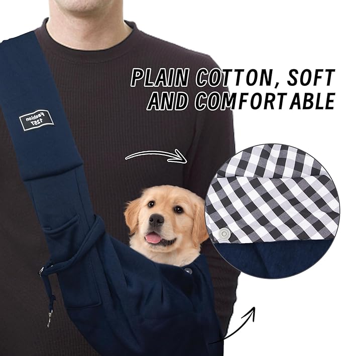 Dog and Cat Sling Carrier, Dog Carrier with Adjustable Opening Strap, Travel Bag for Small Dogs and Cats, Outdoor Travel Sling Carriers (Blue)