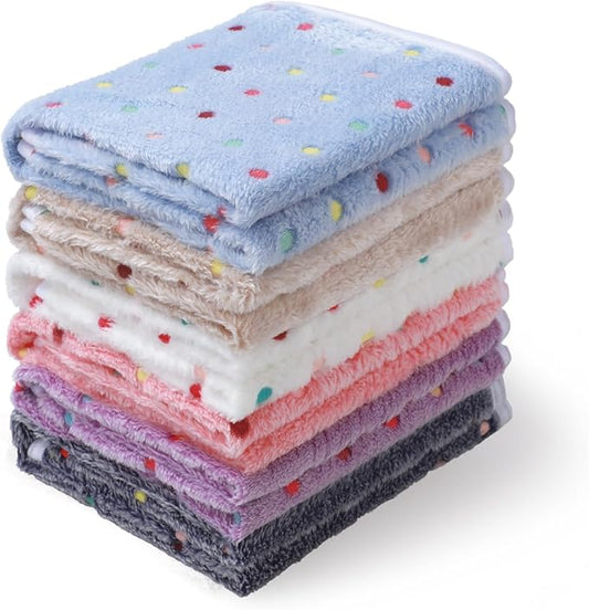 1 Pack 6 Blankets Dog Cat Soft Fluffy Fleece Pet Blanket Warm Cute Print Design Puppy Kitten Blanket Doggy Dot Large(41"x31")